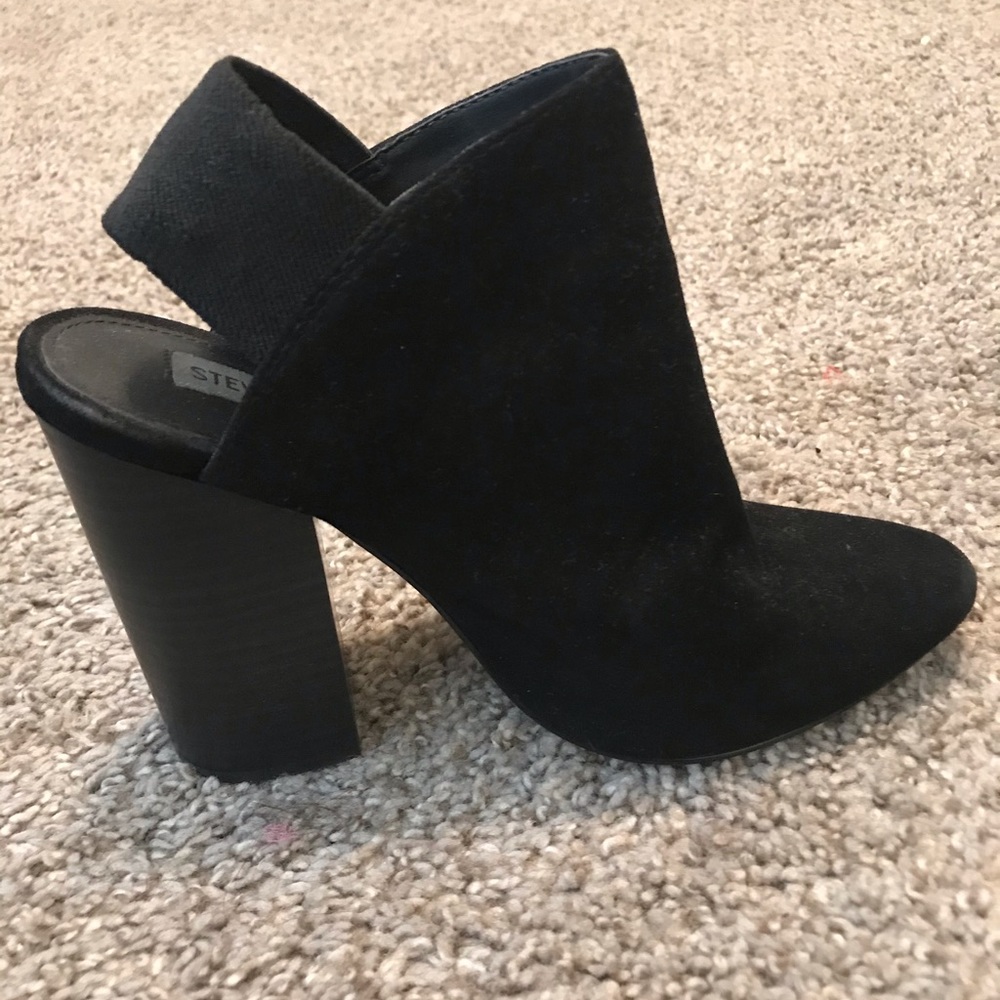 Steve Madden black suede “Logan” slingback mule